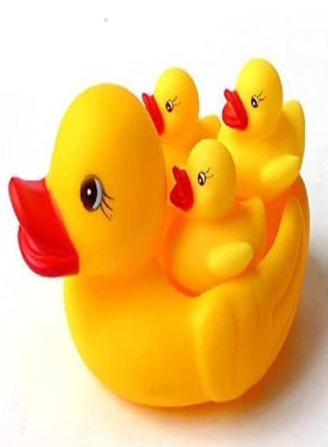 BOTIST Baby Loving Amazing Duck Family Bathing Rubber Toys for Baby Set Yellow Rubber Squeaky Lovely Floating Water Pool Tub Ducklings Toddler Toys with Chu Chu Sound (Pack of 4) - Image 1